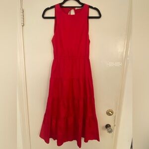 Alice + Olivia Open Back Midi Red Dress